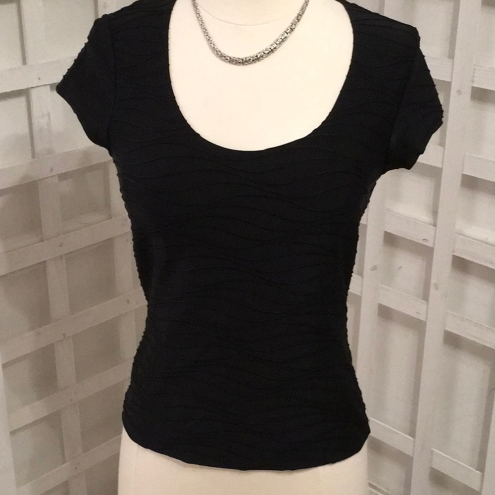 Context Black textured knit top